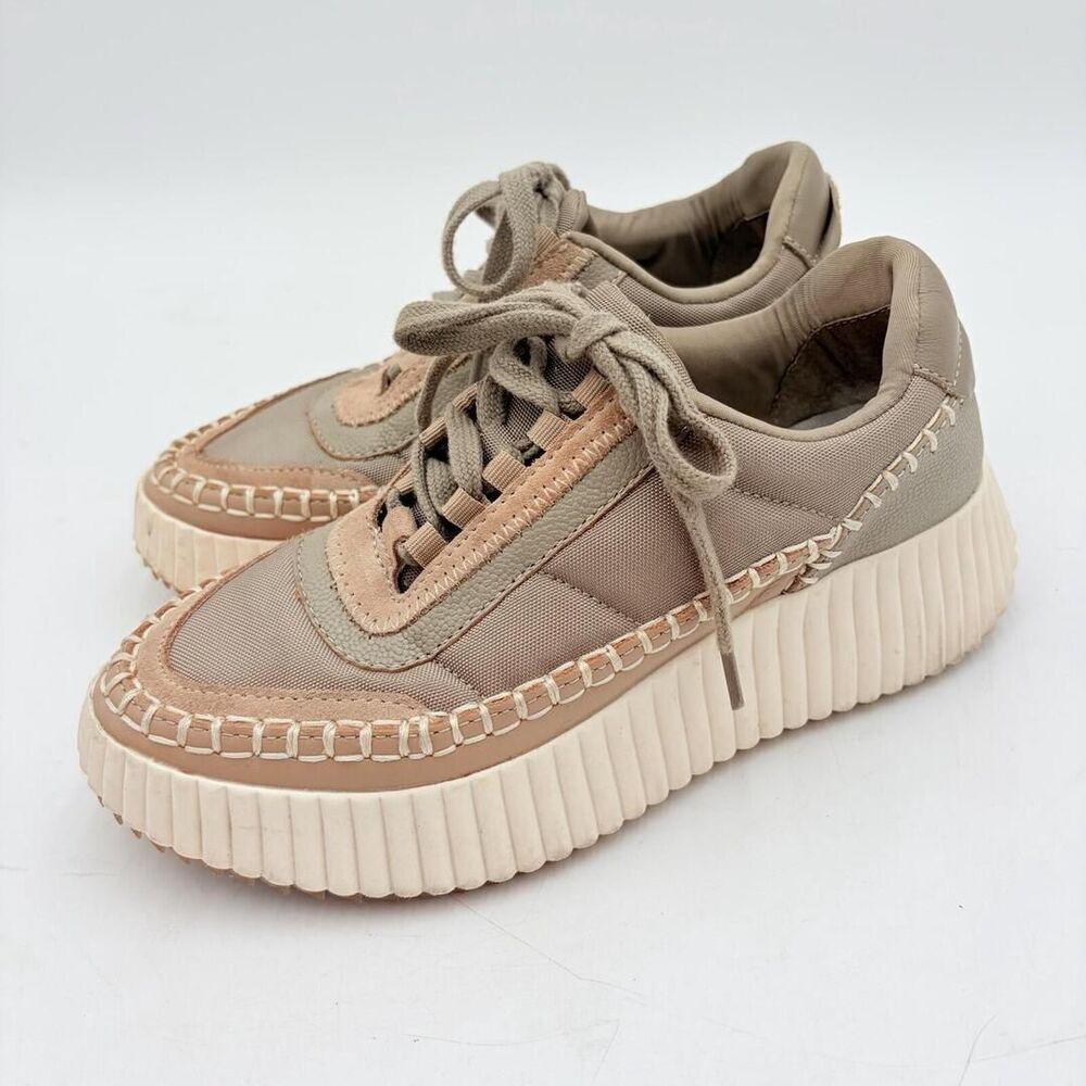DOLCE VITA Platform Sneakers Beige Blush Lace Up Casual Shoes Womens 8.5